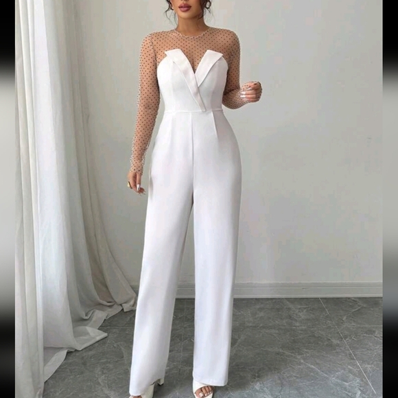 Spring/Summer Elegant Mesh Patchwork Jumpsuit - Picture 3 of 4